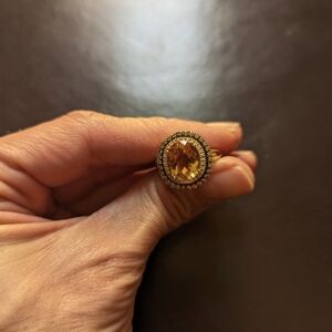 LeVian 14 kt gold diamond/citrine ring size 6.5